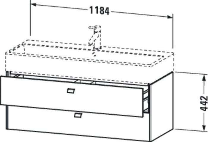 Produktbild Duravit Waschtischunterbau BRIOSO Griffe chr 442x1184x459mm betongrau matt (118.5 x 44.5 x 46 cm)