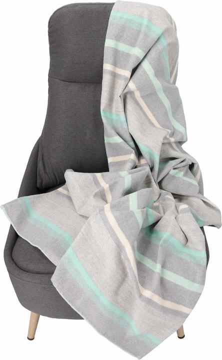 Actual product image Casativo Cuddly blanket striped made of 80% cotton and 20% polyester, green, 120 x 160 cm (120 x 160 cm)