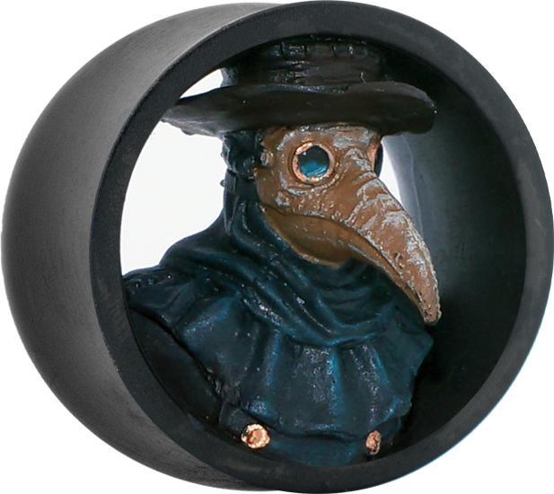 Image du produit Star Piercing Flared Tunnel noir docteur de la peste droit (Résine, sans laiton)