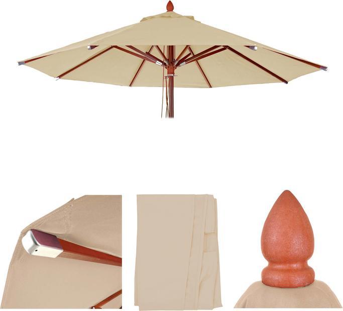 Produktbild Mendler Bezug für Gastronomie Holz-Sonnenschirm, Sonnenschirmbezug Ersatzbezug, rund Ø4m Polyester 3kg - cre (4 m)