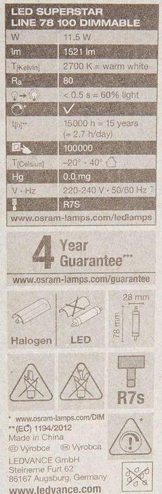 Produktbild Osram Led Line R7S (R7s, 12 W, 1521 lm, 1 x, E)