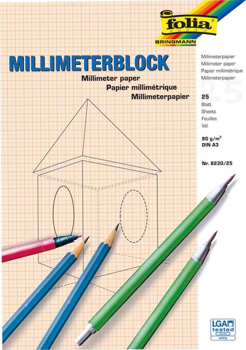 Actual product image Folia Millimeter paper block (A3, Checked)