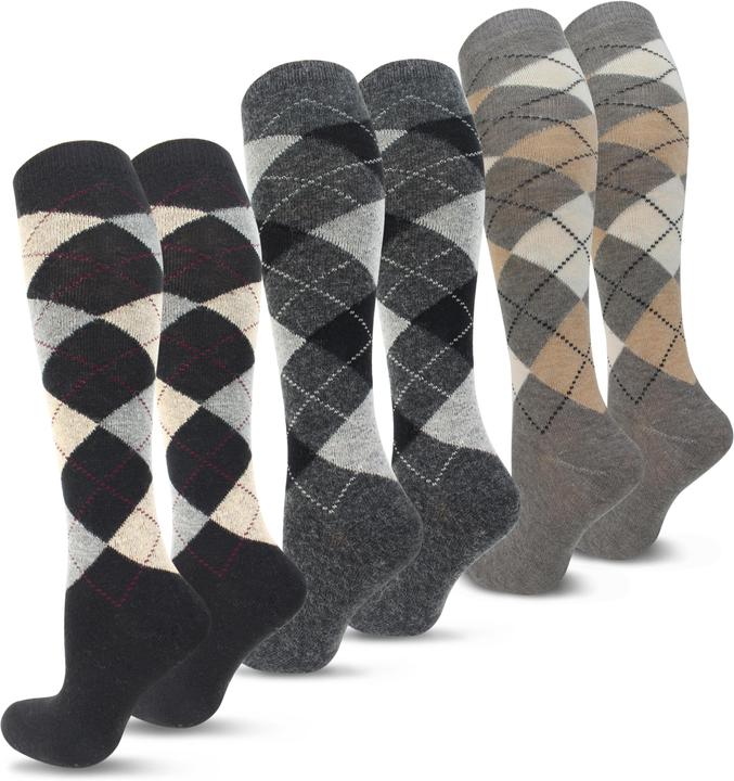 Actual product image Normani 3 pairs of alpaca knee highs check design - 5344 (pack of 3, 43 - 46)
