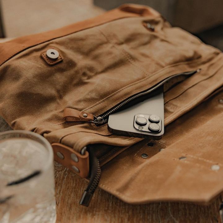 Actual product image Only-Bags.Store Canvas Messenger Bag, Tan Laptop Bag, Leather Briefcase, Wax Canvas Messenger Bag