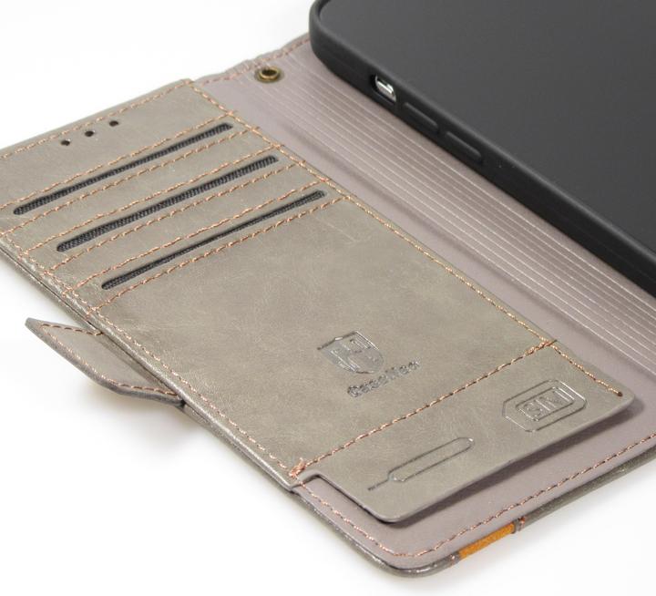 Produktbild PhoneLook Leder Tasche Flip Wallet mit Akzentstreifen & Kartenhalter (Apple iPhone 13 Pro Max)