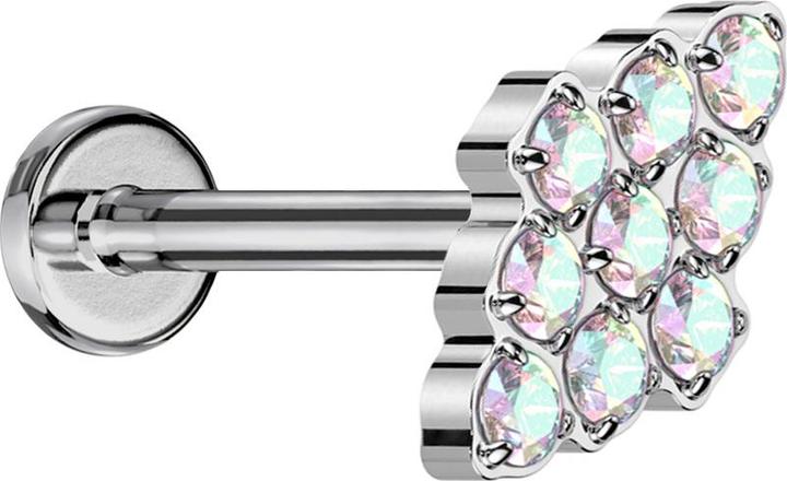 Produktbild Star Piercing Micro Labret Innengewinde silber Diamant silber Kristalle multicolor (ohne Messing, Titan G23)
