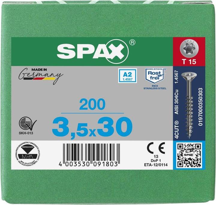 Produktbild Spax Spanplattenschrauben A2 (200 Schrauben pro Stück)