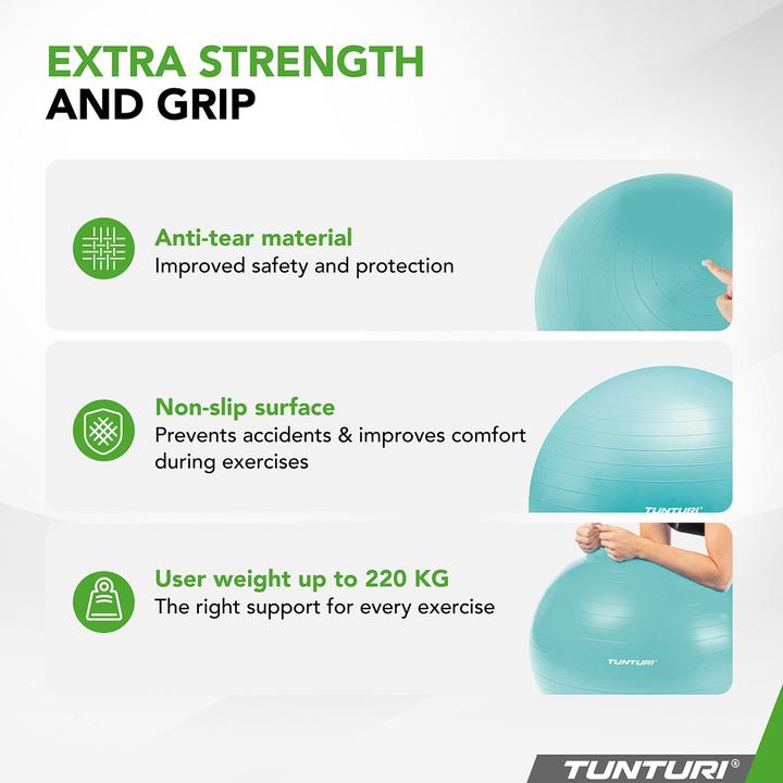 Immagine prodotto Tunturi Gym Ball - Fitnessball reissfest ABS 75 cm Türkis (75 cm)