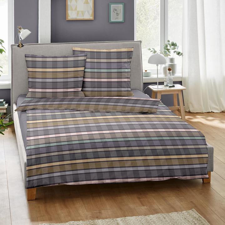 Immagine prodotto Dormisette Mako-Satin Bettwäsche Streifen lila (Set di biancheria da letto, 135x200 cm + 80x80 cm)