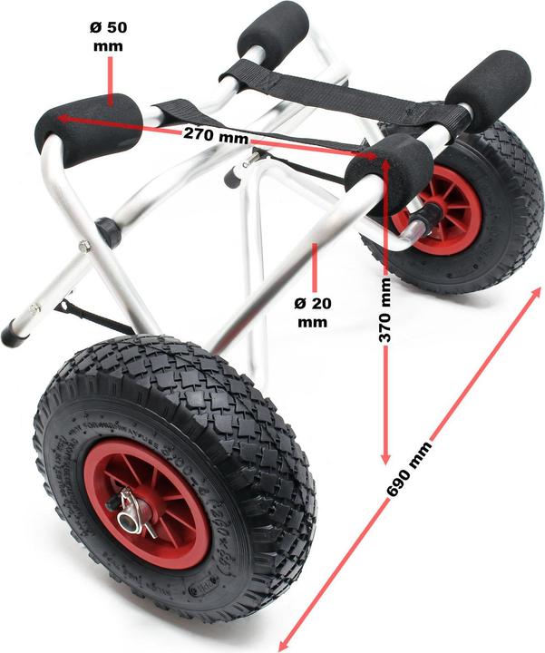 Image du produit Wiltec Chariot de transport pliable pour Kayak Canoë avec Sangle Remorque pour bâteau et Planche de surf (1 pers.)