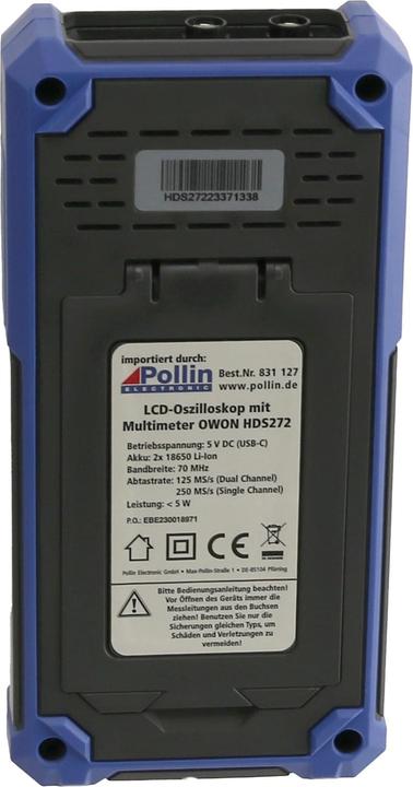 Image du produit Owon Oscilloscope LCD avec multimètre, HDS272, 2 canaux, 70 MHz