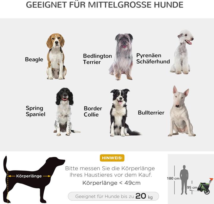 Image du produit PawHut Hundeanhänger Oxfordstoff, Aluminium Grün