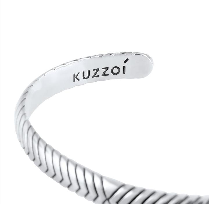 Kuzzoi Armband Herren Armreif Oxidiert Offen Basic 925 Silber (19 cm, 925er Sterling Silber)