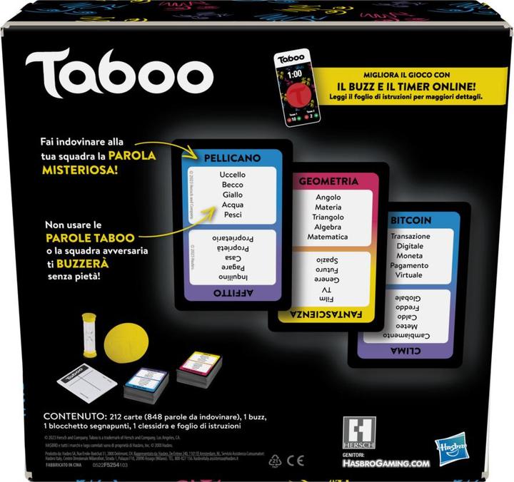 Actual product image Hasbro Gaming Taboo (Italian)