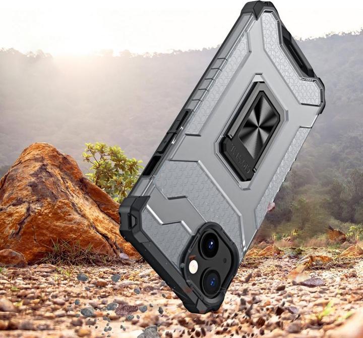 Actual product image Hurtel Crystal Ring Case Kickstand Tough Rugged Cover for iPhone 13 black (Apple iPhone 13)