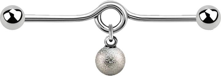 Produktbild Star Piercing Barbell silber Schleife mit zwei Kugeln und Kugelanhänger gesprenkelt (Chirurgenstahl 316L)