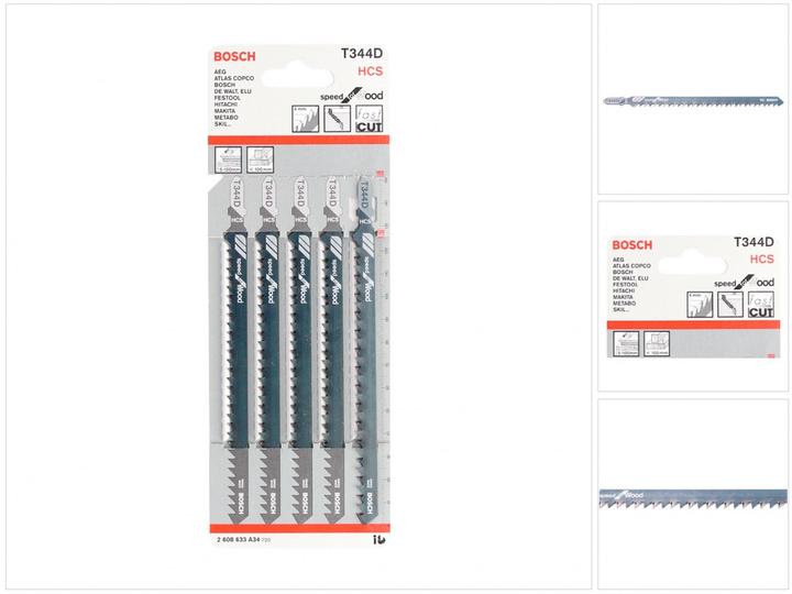Actual product image Bosch Professional Zubehör Jigsaw blade T 344 D Speed for Wood, 5-pack