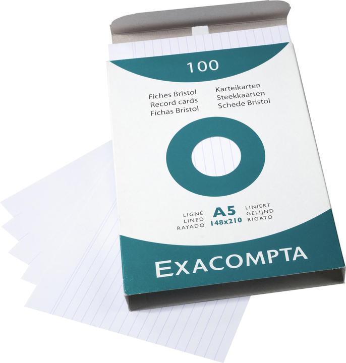 Produktbild Exacompta Karteikarten (A5, 205 g/m², 100 x)