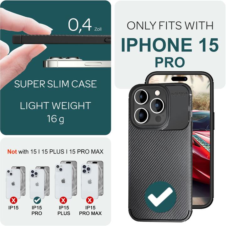 Immagine prodotto Nalia Copertura in silicone Carbon Look (Apple iPhone 15 Pro)