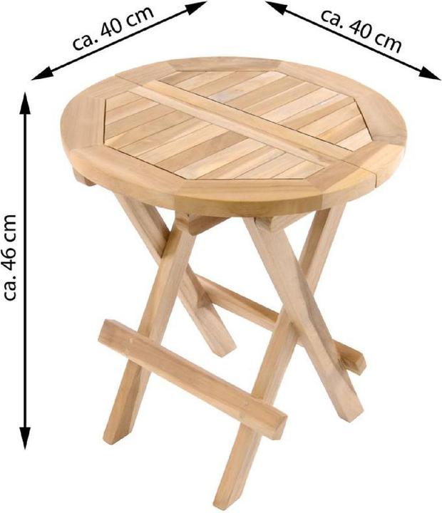Produktbild VCM Beistelltisch Blumen Hocker Tisch klappbar Teakholz unbehandelt Ø40 (40 cm)
