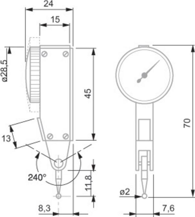 Actual product image Tesa Dial test indicator TESATAST ± 0.1 mm / 01810009 (mm)
