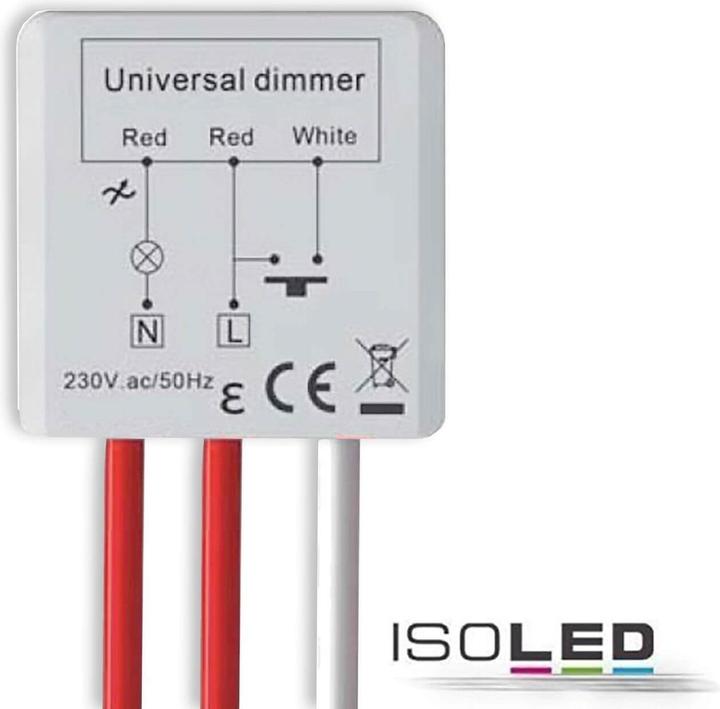Produktbild Isoled Universal-Push Mini-Dimmer für dimmbare 230V Leuchten/Trafos, 250VA