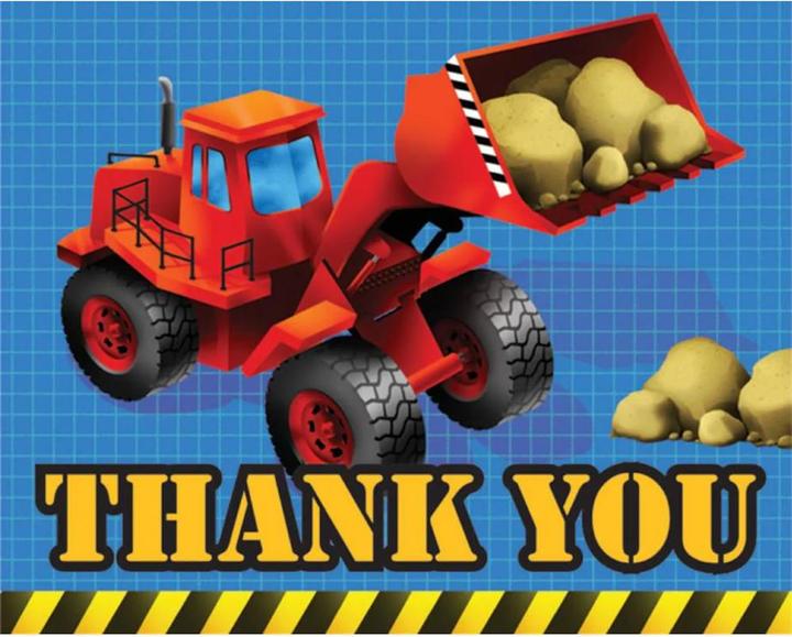 Actual product image Creative Party Under Construction Thank You Card (Pack of 8) (8 pcs.)