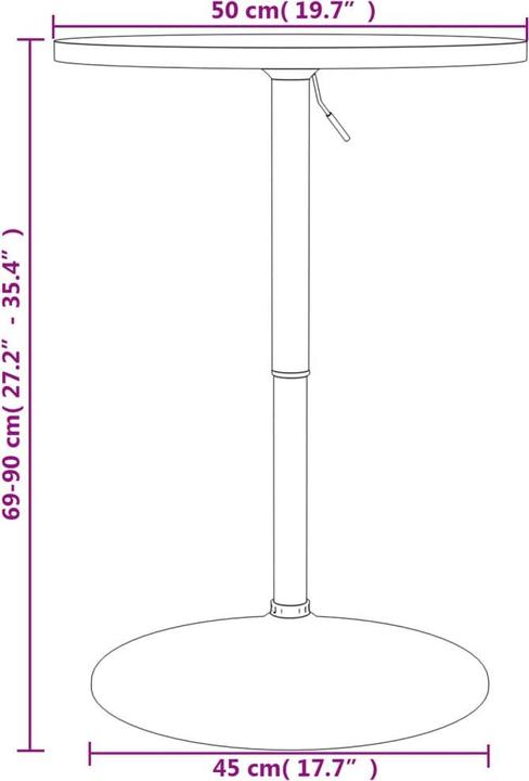 Produktbild VidaXL Bartisch 50 x 50 x 90 cm Verchromter (50 x 50 x 90 cm)