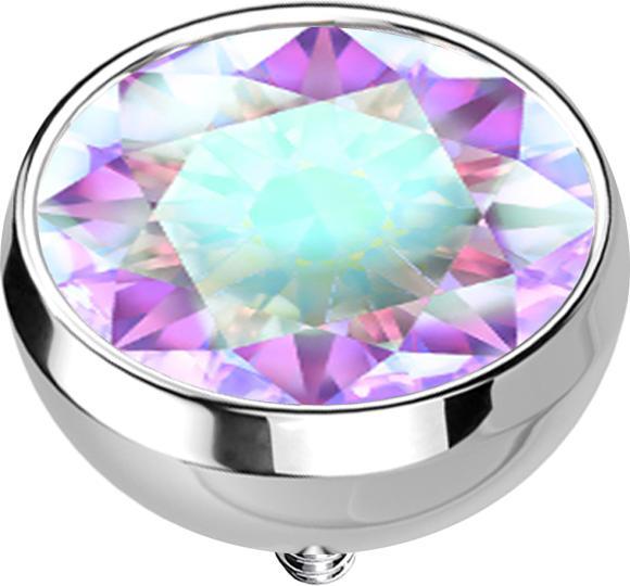 Produktbild Star Piercing Dermal Anchor Halbkugel silber mit Kristall multicolor (Chirurgenstahl 316L, ohne Messing)