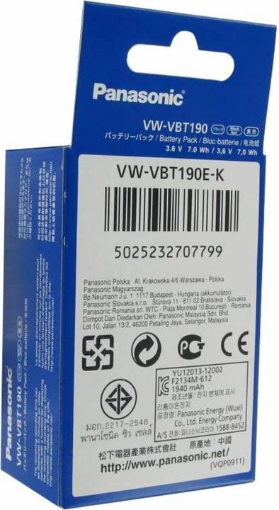 Image du produit Panasonic Vw-Vbt190e-K (Batterie)