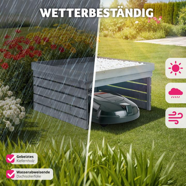 Image du produit tectake Garage pour robot tondeuse Hortus, bois, toit végétalisable (Tondeuse à gazon, Garage pour tondeuse robot)