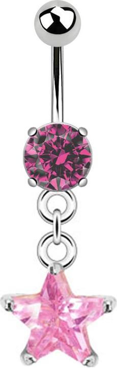 Immagine prodotto Star Piercing Banana in argento con ciondolo stella di cristallo rosa (senza ottone, Acciaio chirurgico 316L)
