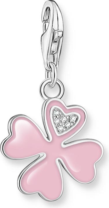 Actual product image Thomas Sabo Charm Pendant Pink Shamrock with White Stones Silver (925 silver, Enamel)