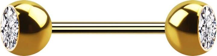 Actual product image Star Piercing Micro barbell gold-plated with two silver crystal balls (Surgical steel 316L, without brass)