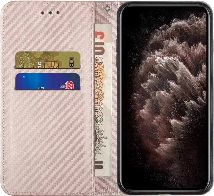Produktbild Cover-Discount Xiaomi Poco X5 Pro - Carbon Look Flip Case Hülle rosa (Xiaomi Poco X5 Pro, Xiaomi Redmi Note 12 Pro 5G)