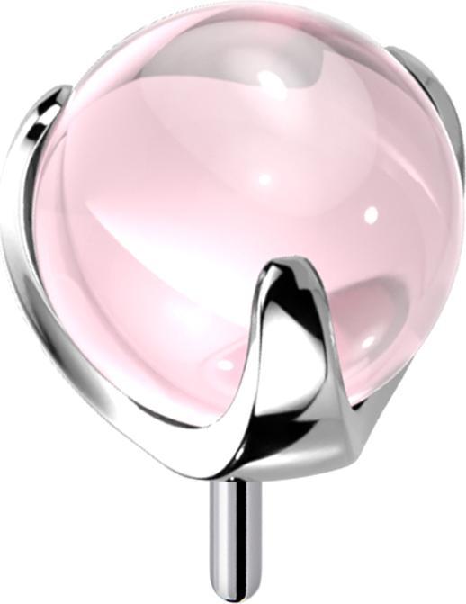 Star Piercing Threadless Glaskugel pink gefasst (ohne Messing, Titan G23, Glas)