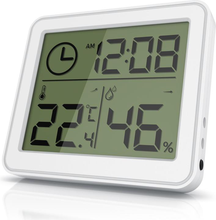 Produktbild Bearware Thermometer & Hygrometer, Temperatur, Luftfeuchtigkeit & Uhrzeit, Innenwetterstation, Magnethalter