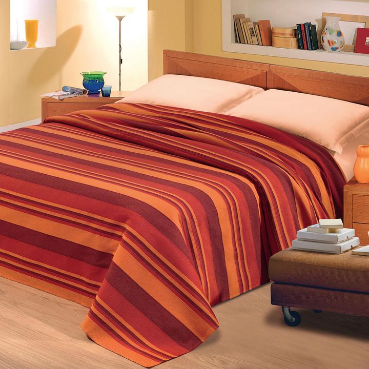 Image du produit Casativo Couvre-lit en coton rayé, marron, 260 x 260 cm (260 x 260 cm)