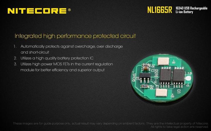 Image du produit Nitecore Li-Ion Akku Typ 16340 - 650mAH - NL1665R
