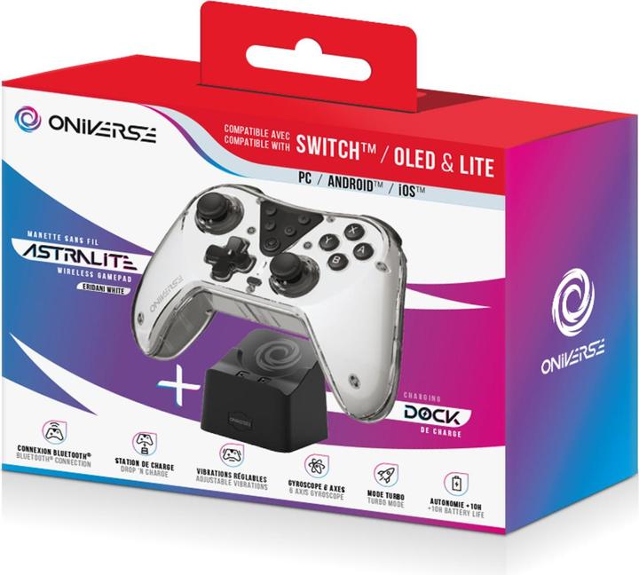 Produktbild Oniverse Nintendo Switch Astralite Controller Wireless Smoked White inkl. Charging Station (Switch)