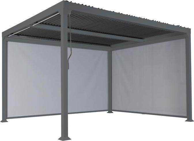 Image du produit Mendler Alu Pergola HWC-L41 mit 2x Seitenwand, stabiles 8cm-Metall-Gestell 3x3,7m, anthrazit (368 cm, 306 cm)