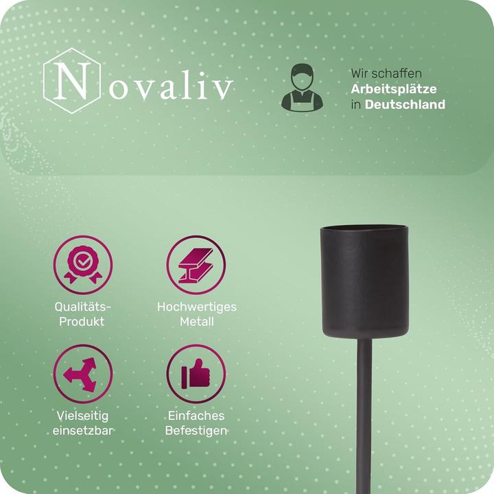 Produktbild Novaliv 4x Stabkerzenhalter Schwarz I Kerzenpick 10 x 2,5 cm Kerzenstecker für Stabkerzen I