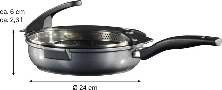 Produktbild Stoneline FUTURE Schmorpfanne 24 cm, mit Siebglasdeckel (24 cm, Bräter + Schmortopf, Aluminium)