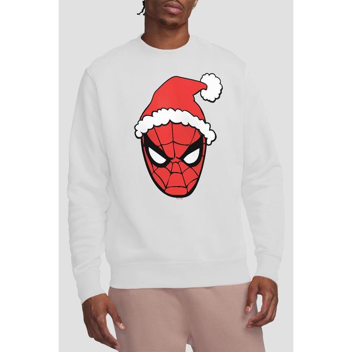 Actual product image Spiderman Unisex Adult Santa Hat Sweatshirt (L)