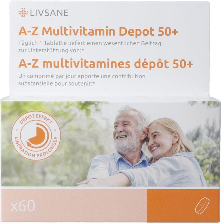 Actual product image Livsane A-Z Multivitamin Depot 50+ Tabl (60 Piece, Pills, 128 g)