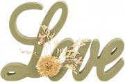 Actual product image IKO Wooden lettering "Love" in green with floral decor