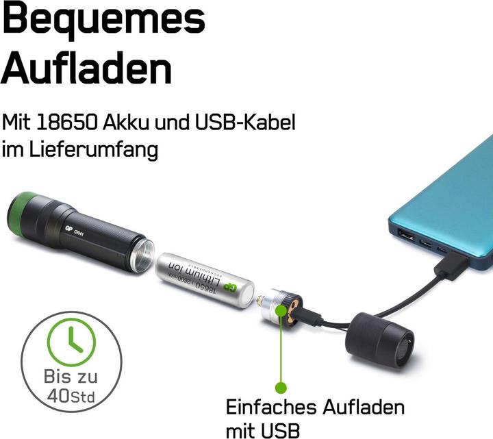 Produktbild GP Batteries Taschenlampe CR41 inkl. 1x 18650 Li-Ion Akku
