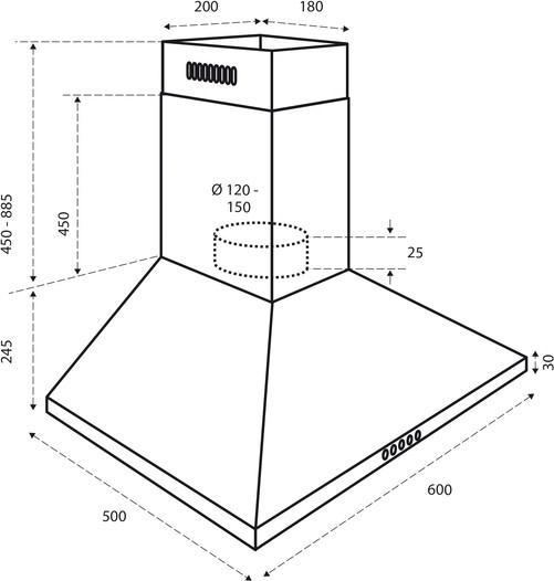 Actual product image Inventum AKP6000RVS (Wall hood)