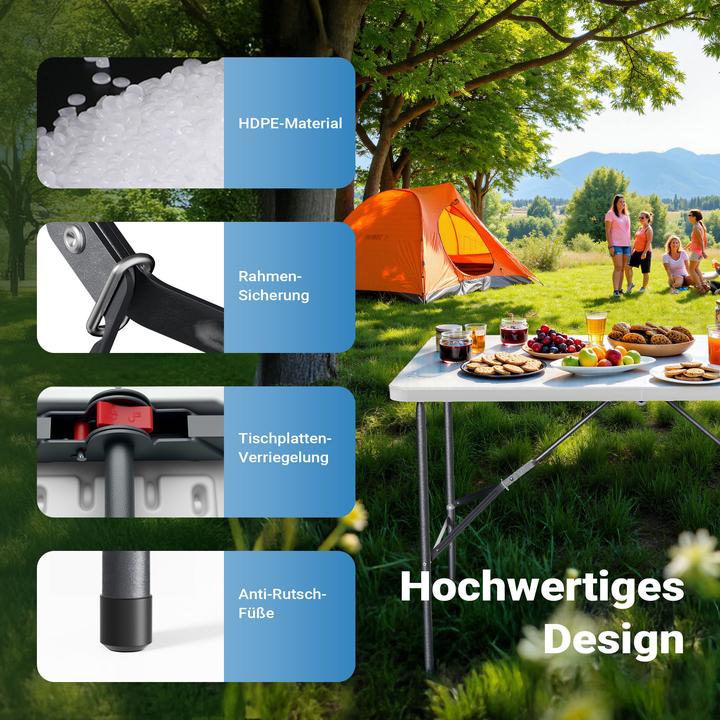 Produktbild Wiltec Campingtisch klappbar Klapptisch Partytisch Buffettisch Tisch Gartentisch