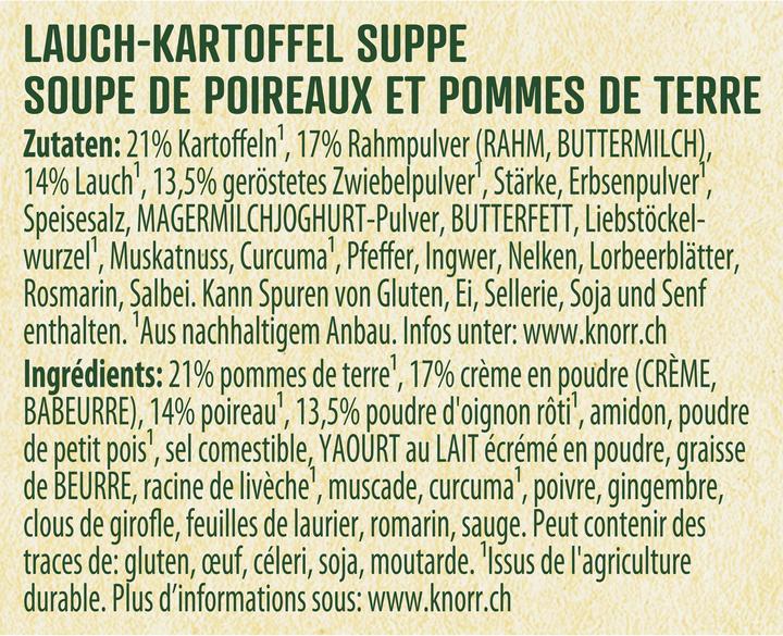 Valori nutrizionali e ingredienti Knorr 100% zuppa di patate naturale, zuppa in busta con patate, porri e cipolle, pasto pronto